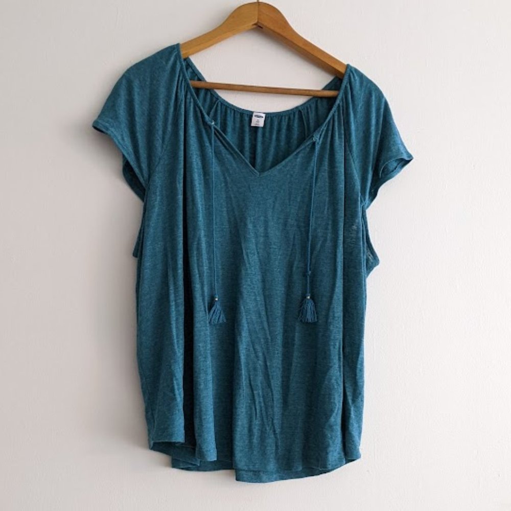Old Navy Teal Knit Shirt with Tassels Size 2X